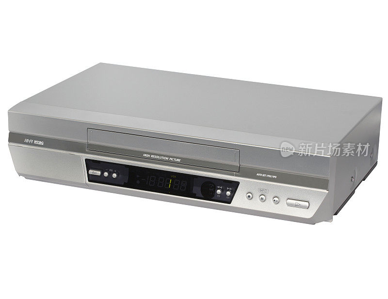 高保真立体声SVHS VCR(剪辑路径)，隔离在白色背景